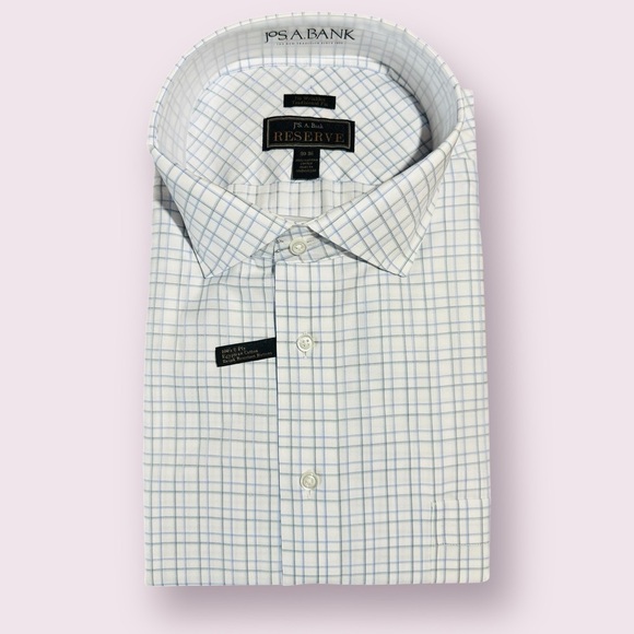 Jos. A. Bank Reserve Men’s Dress Shirt 20-36 Blue Windowpane Plaid NWT - Picture 2 of 5